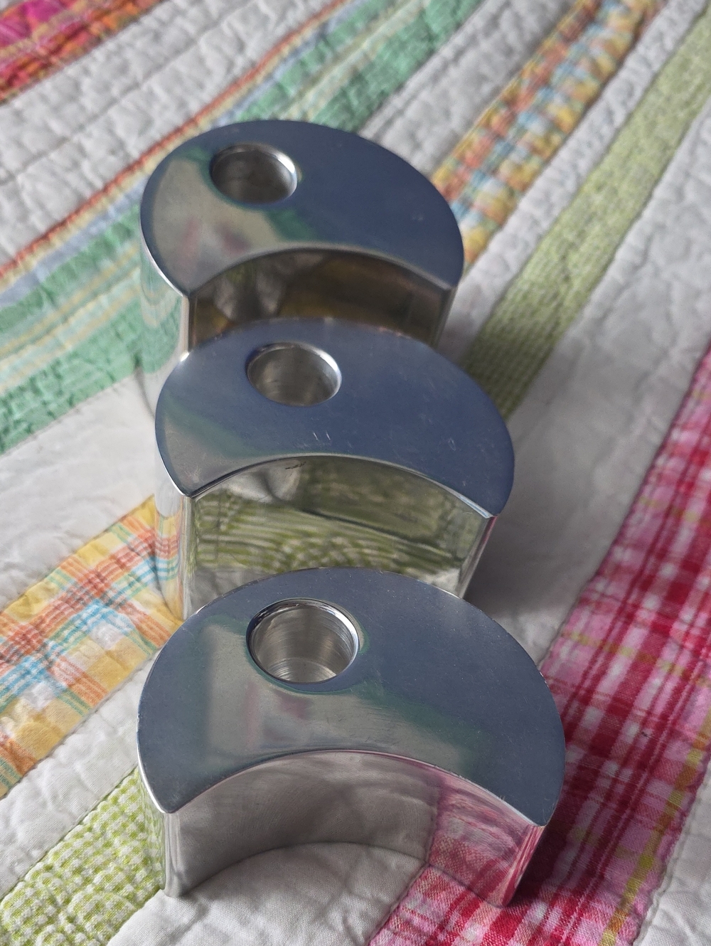 Nambe Studios Crescent Candleholders 1998 Set of 3